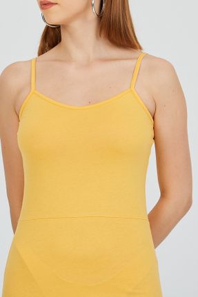 لباس زرد زنانه بافت تنگ بند دار کد 371243694