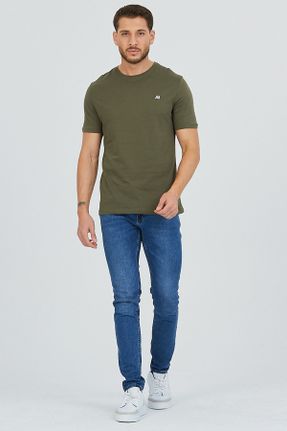 تی شرت خاکی مردانه رگولار یقه گرد پنبه (نخی) بیسیک کد 367055113
