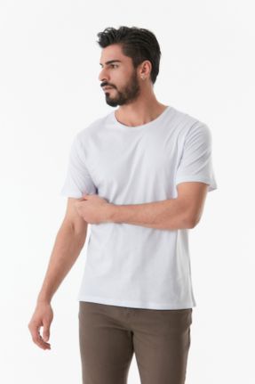 تی شرت سفید مردانه رگولار یقه گرد کد 825569900