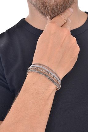 دستبند جواهر قهوه ای مردانه چرم LABALABA - کد 32879867