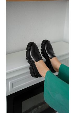 کفش لوفر مشکی زنانه پاشنه کوتاه ( 4 - 1 cm ) کد 815143070