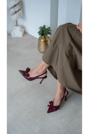 کفش پاشنه بلند کلاسیک زرشکی زنانه پاشنه ساده پاشنه متوسط ( 5 - 9 cm ) کد 815001069