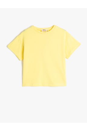 تی شرت زرد بچه گانه اورسایز یقه گرد پنبه (نخی) تکی کد 649435566