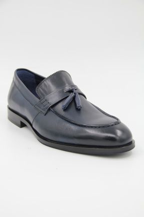کفش کلاسیک سرمه ای مردانه چرم طبیعی پاشنه کوتاه ( 4 - 1 cm ) پاشنه ساده کد 266895996