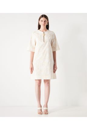 لباس سفید زنانه بافتنی ریلکس آستین-کوتاه کد 836380003