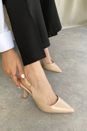 کفش پاشنه بلند کلاسیک بژ زنانه پاشنه نازک پاشنه متوسط ( 5 - 9 cm ) کد 816077137
