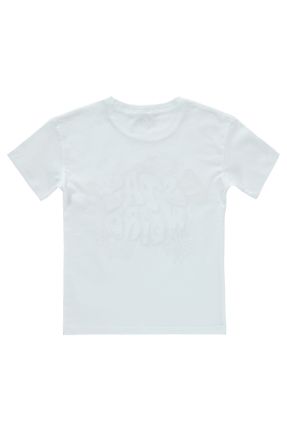 تی شرت سفید بچه گانه رگولار یقه گرد تکی کد 819595446