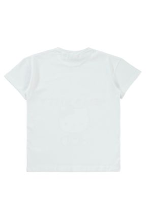 تی شرت سفید بچه گانه رگولار یقه گرد تکی کد 820005431