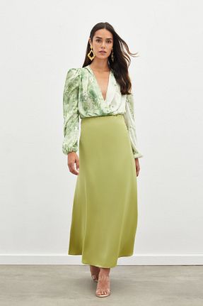 دامن سبز زنانه پارچه Sateen - کد 841500345