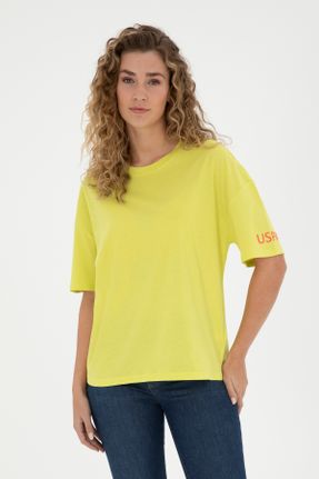 تی شرت زرد زنانه اورسایز یقه گرد کد 833023649