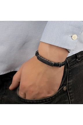 دستبند نقره آبی مردانه 925 عیار RevSilver - کد 364474110