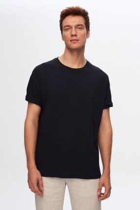 تی شرت مشکی مردانه رگولار یقه گرد تکی کد 68584903
