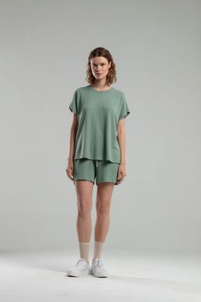 تی شرت سبز زنانه اورسایز یقه گرد کد 839828189