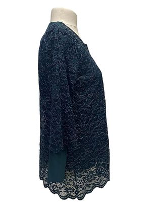ست لباس مجلسی سایز بزرگ آبی زنانه آستین بلند HESNA - کد 844760107