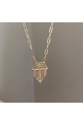 گردنبند استیل طلائی زنانه فولاد ( استیل ) کد 835856604