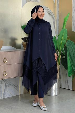 بلوز حجاب سرمه ای زنانه اسلیم فیت Bym Fashion - کد 844499424