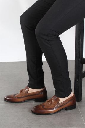 کفش کلاسیک قهوه ای مردانه چرم طبیعی پاشنه کوتاه ( 4 - 1 cm ) پاشنه ساده کد 36406659