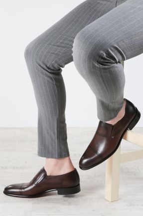 کفش کلاسیک قهوه ای مردانه چرم طبیعی پاشنه کوتاه ( 4 - 1 cm ) پاشنه ساده کد 36407627