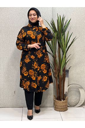 تونیک سایز بزرگ نارنجی زنانه بافتنی Butik büyük beden - کد 834817910
