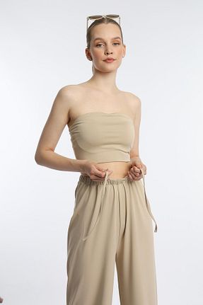 بلوز قهوه ای زنانه ساده QUHOX - کد 827006584