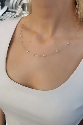 گردنبند طلا سفید زنانه 14 عیار Utku Kuyumculuk - کد 844613741