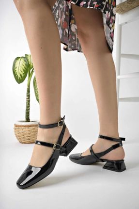 کفش پاشنه بلند کلاسیک مشکی زنانه چرم لاکی پاشنه ضخیم پاشنه کوتاه ( 4 - 1 cm ) کد 798605939