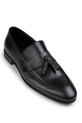 کفش لوفر مشکی مردانه چرم طبیعی پاشنه کوتاه ( 4 - 1 cm ) کد 51824483
