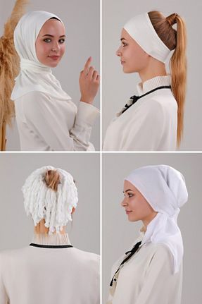 کلاه شنای حجاب سفید زنانه Melodi Scarf - کد 844616138