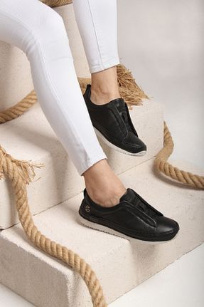 کفش کژوال مشکی زنانه چرم خالص Gusse - کد 750850907