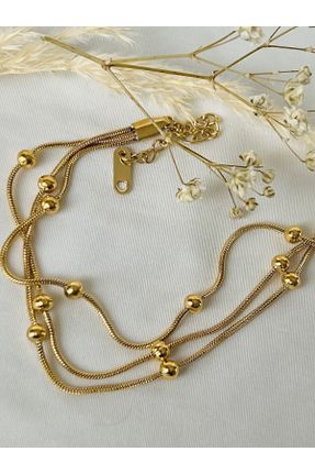 دستبند استیل طلائی زنانه فولاد ( استیل ) کد 446936299