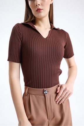 بلوز قهوه ای زنانه ساده Jose Clothing - کد 844675810