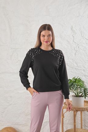 سوئیشرت مشکی زنانه ساده ESPİNA - کد 760208864