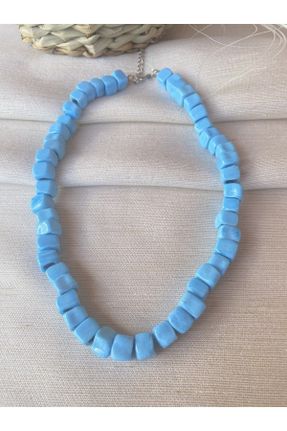 گردنبند جواهر آبی زنانه شیشه کد 714313663