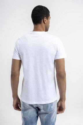 تی شرت سفید مردانه رگولار یقه گرد کد 813712743