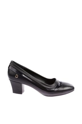 کفش پاشنه بلند کلاسیک مشکی زنانه چرم مصنوعی پاشنه ضخیم پاشنه کوتاه ( 4 - 1 cm ) کد 32490858