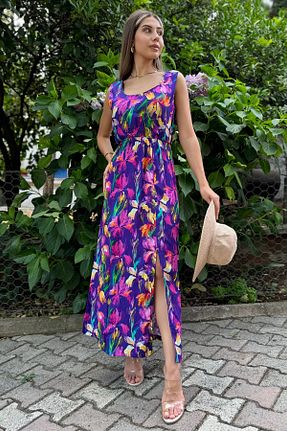 لباس بنفش زنانه بافتنی GÜLSELİ - کد 844887825