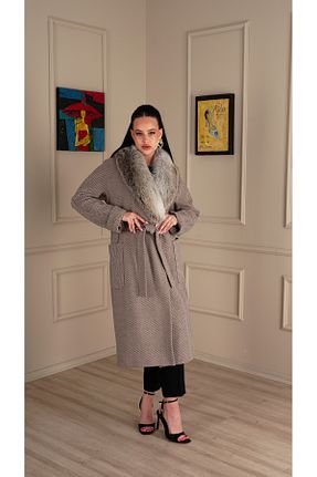 پالتو پشمی قهوه ای زنانه اسلیم Kent - کد 844889768