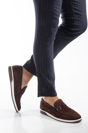 کفش کژوال قهوه ای مردانه چرم طبیعی پاشنه کوتاه ( 4 - 1 cm ) پاشنه ضخیم کد 826540341