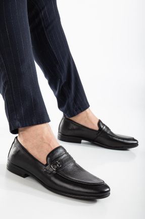 کفش کلاسیک مشکی مردانه چرم طبیعی پاشنه کوتاه ( 4 - 1 cm ) پاشنه ضخیم کد 830583700
