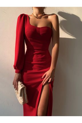 لباس قرمز زنانه بافتنی رگولار تک آستین کد 344442404