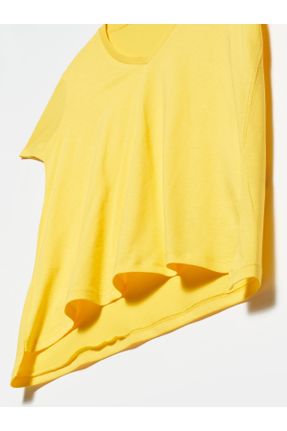 تی شرت زرد زنانه رگولار یقه هفت تکی بیسیک کد 286387089