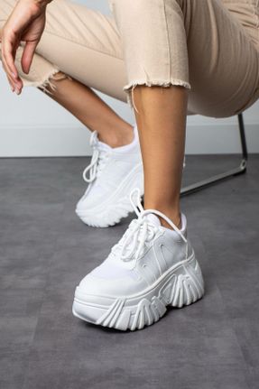 کفش اسنیکر سفید زنانه چرم مصنوعی کد 794252418