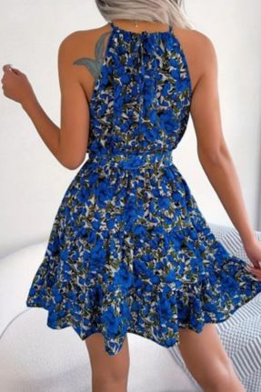 لباس آبی زنانه بافتنی رگولار بند دار کد 830114240