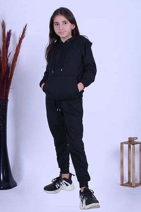 ست بالاتنه و پائین تنه مشکی بچه گانه بافت YA KO KİDS - کد 655304505