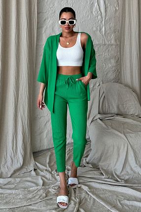 ست بالاتنه و پائین تنه سبز زنانه بافتنی CMZ COLLECTİON - کد 834797097