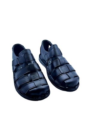 صندل مشکی مردانه پاشنه تخت RubinLeather - کد 832131485