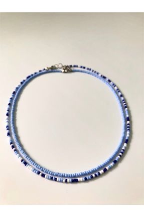 گردنبند جواهر آبی زنانه منجوق کد 717349968