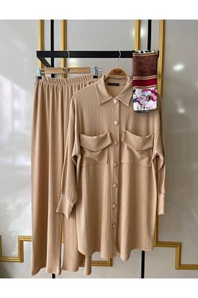 ست بالاتنه و پائین تنه حجاب بژ زنانه Straight modabirsen - کد 250852067