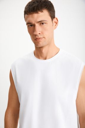 تی شرت سفید مردانه اورسایز یقه گرد تکی جوان کد 815352954
