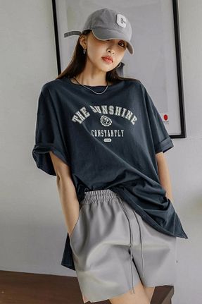 تیشرت طوسی زنانه اورسایز DAXİS Sportwear Company - کد 845046983